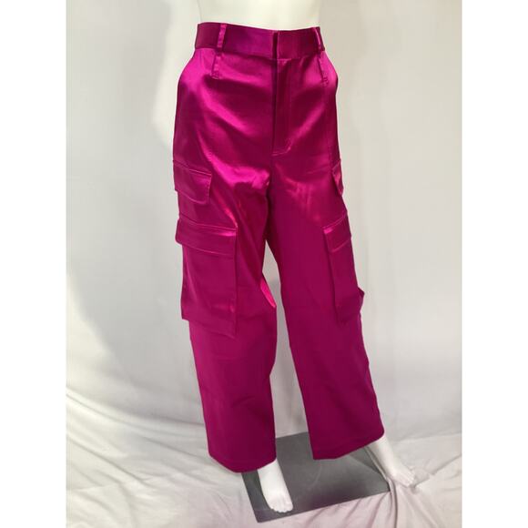 Frame 'Relaxed' Pink Satin Straight Cargo Pant Size 4 - NWT - Picture 2 of 5